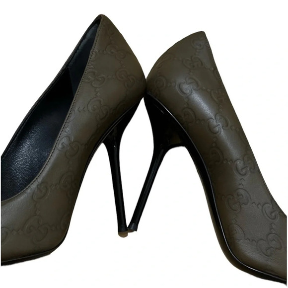 Gucci Guccissima Leather Peep Toe Pumps Size 38.5 Authentic - Picture 8 of 12